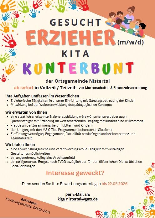 Erzieher (m/w/d) gesucht